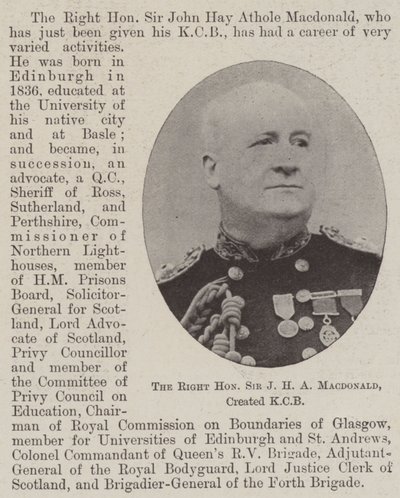 The Right Honourable Sir J H A Macdonald, created KCB by English Photographer