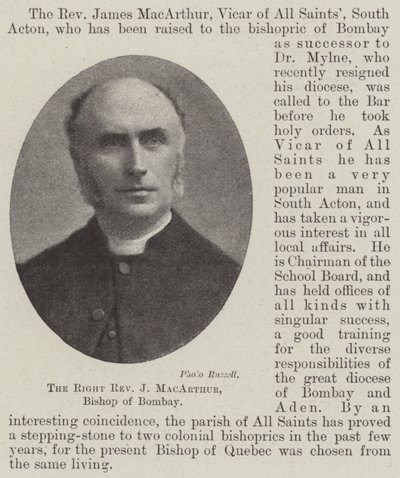 Right Reverend J MacArthur, Bishop of Bombay by English Photographer
