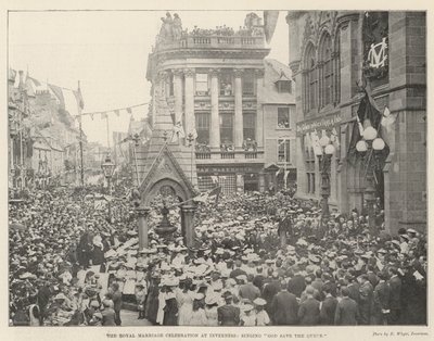 The Royal Marriage Celebration at Inverness, singing God Save the Queen by English Photographer