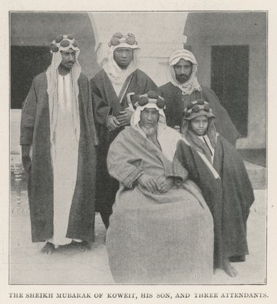 The Sheikh Mubarak of Koweit, his Son, and Three Attendants by English Photographer