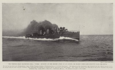 The Torpedo-Boat Destroyer HMS Viper, running at the Record Speed of 35.5 knots, or nearly Forty-One Statute Miles, per Hour by English Photographer
