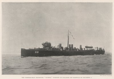 The Torpedo-Boat Destroyer Salmon, damaged in Collision off Harwich on 2 December by English Photographer