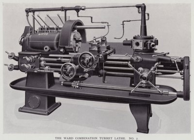The Ward Combination Turret Lathe (black and white photo) by English Photographer