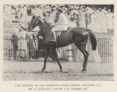 The Winner of the Kempton Park Stakes, 11 October, Mr T Kincaids Epsom Lad (Gomez up) by English Photographer