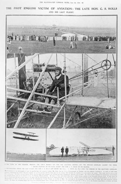 The First English Victim of Aviation: the Late Hon. C.S. Rolls, and His Last Flight, from The Illustrated London News, July 16, 1910 by English Photographer
