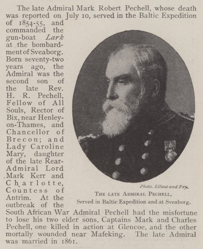 The late Admiral Pechell, served in Baltic Expedition and at Sveaborg by English Photographer