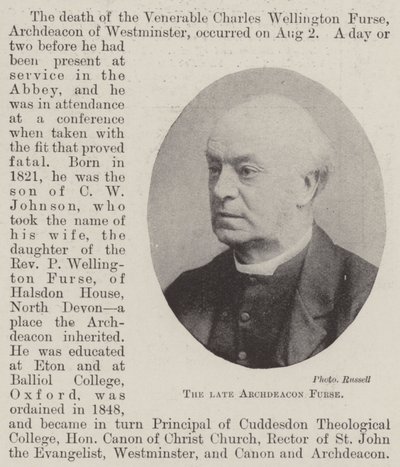 The Late Archdeacon Furse by English Photographer