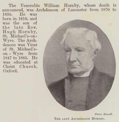 The Late Archdeacon Hornby by English Photographer