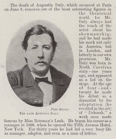 The Late Augustin Daly by English Photographer