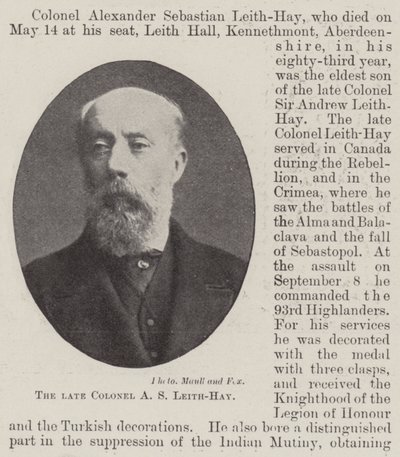 The late Colonel A S Leith-Hay by English Photographer