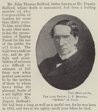 The late Deputy J T Bedford, Robert, of Punch by English Photographer