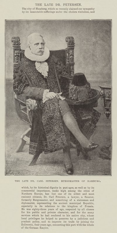 The late Dr Carl Petersen, Burgomaster of Hamburg by English Photographer