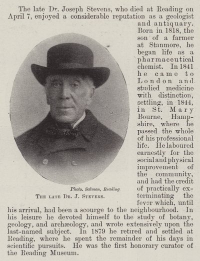 The late Dr J Stevens by English Photographer