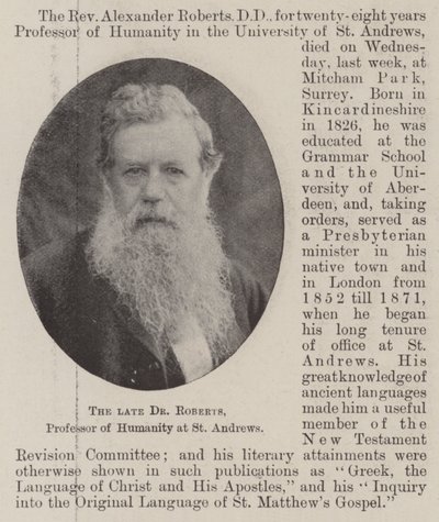 The Late Dr Roberts, Professor of Humanity at St Andrews by English Photographer