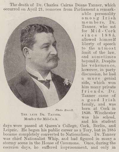 The late Dr Tanner, Member for Mid-Cork by English Photographer