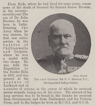 The Late General Sir S J Browne, VC, Distinguished Indian Soldier by English Photographer