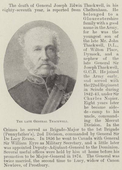 The late General Thackwell by English Photographer