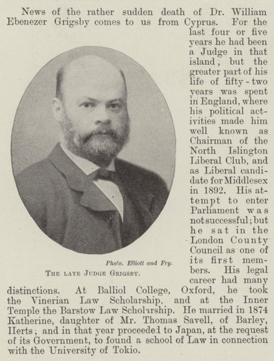 The late Judge Grigsby by English Photographer