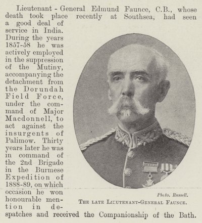 The late Lieutenant-General Faunce by English Photographer
