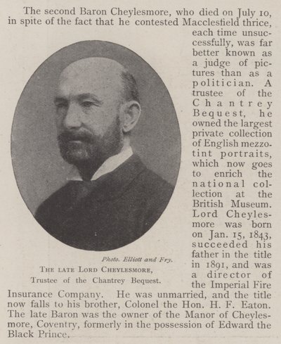 The late Lord Cheylesmore, Trustee of the Chantrey Bequest by English Photographer