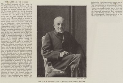 The late M de Giers, Russian Minister for Foreign Affairs by English Photographer