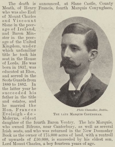 The Late Marquis Conyngham by English Photographer