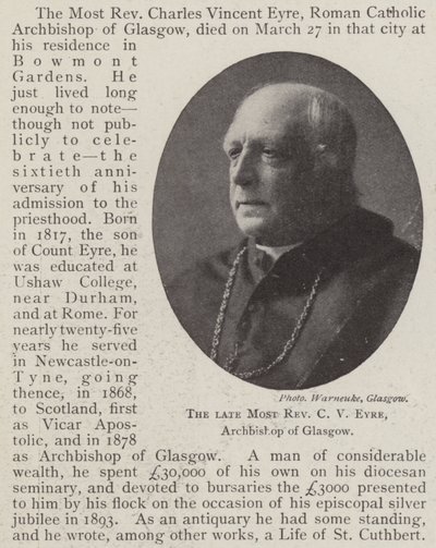 The Late Most Reverend C V Eyre, Archbishop of Glasgow by English Photographer