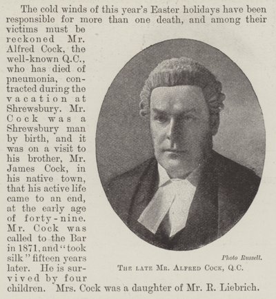 Mr Alfred Cock, QC by English Photographer