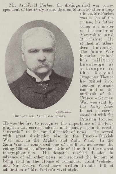 The late Mr Archibald Forbes by English Photographer