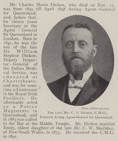 The Late Mr. C. S. Dicken, CMG, Formerly Acting Agent-General for Queensland by English Photographer