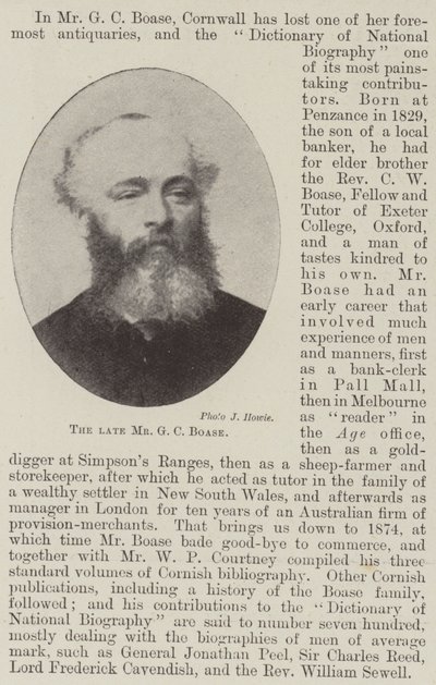The Late Mr G C Boase by English Photographer