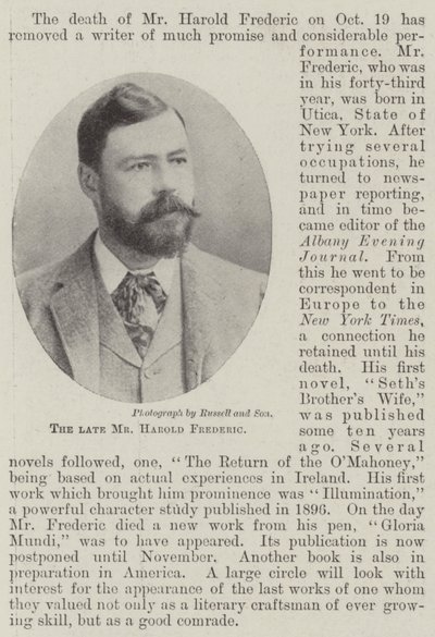 The late Mr Harold Frederic by English Photographer