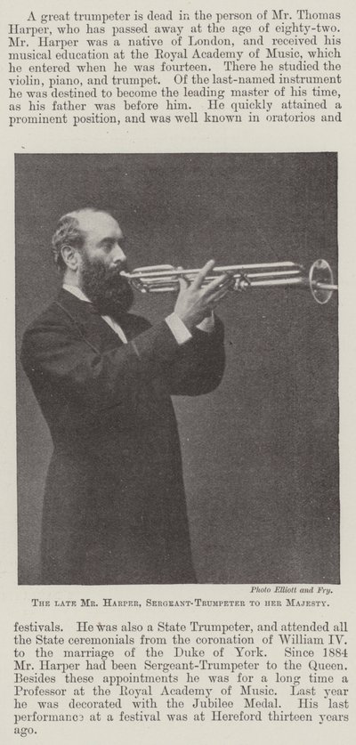 The late Mr Harper, Sergeant-Trumpeter to Her Majesty by English Photographer