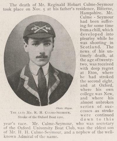 The late Mr R H Culme-Seymour, Stroke of the Oxford Boat 1901 by English Photographer