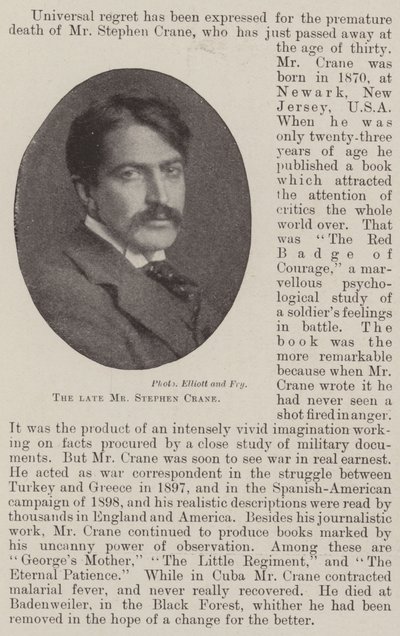 The late Mr Stephen Crane by English Photographer