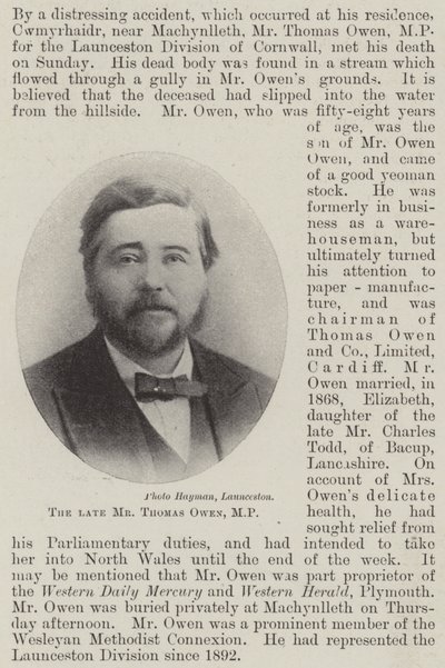 The late Mr Thomas Owen, MP by English Photographer