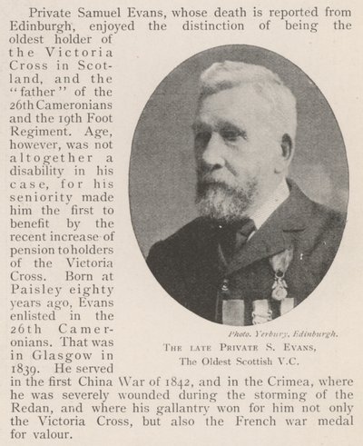 The late Private S Evans, the Oldest Scottish VC by English Photographer