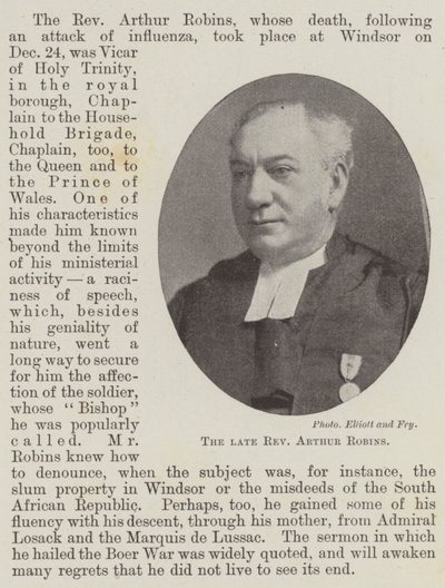 The Late Reverend Arthur Robins by English Photographer