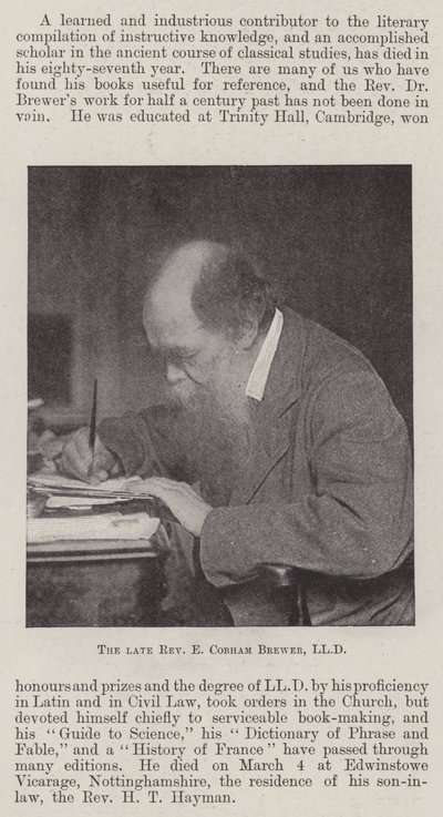 The Late Reverend E Cobham Brewer, LLD by English Photographer