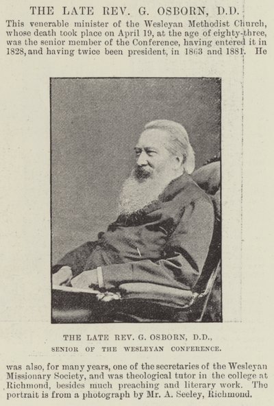 The Late Reverend G Osborn, DD, Senior of the Wesleyan Conference by English Photographer