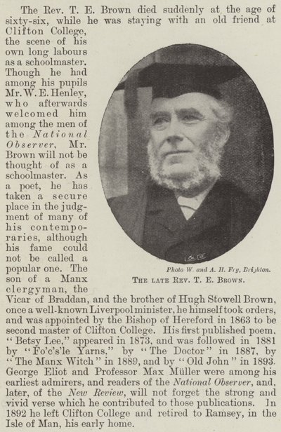 The Late Reverend T. E. Brown by English Photographer