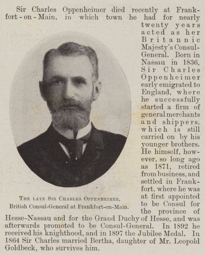 The Late Sir Charles Oppenheimer, British Consul-General at Frankfort-on-Main by English Photographer