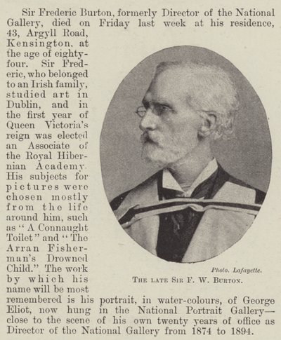 The late Sir F W Burton by English Photographer
