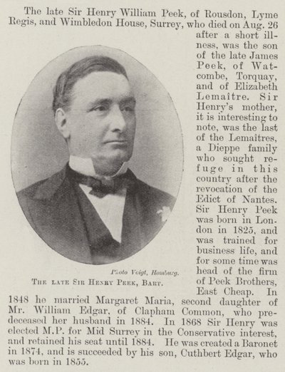The late Sir Henry Peek, Baronet by English Photographer