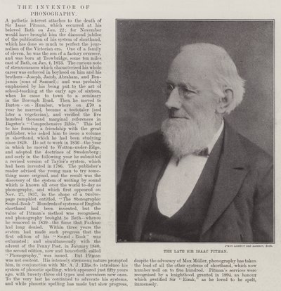The Late Sir Isaac Pitman by English Photographer