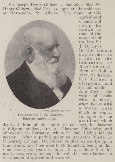 The Late Sir J H Gilbert, Eminent Agriculturist by English Photographer