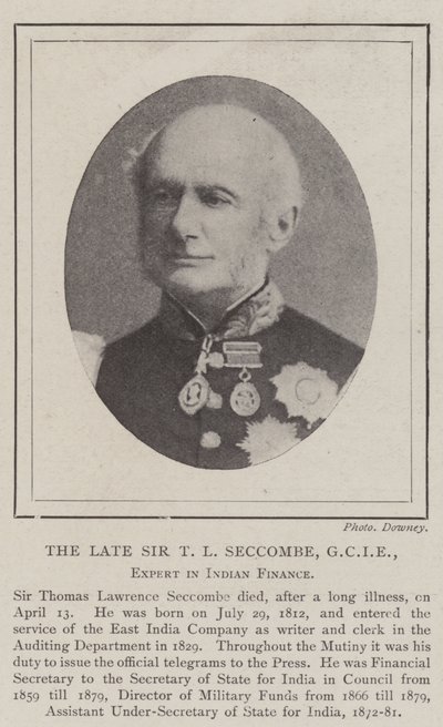 The Late Sir T L Seccombe, GCIE, Expert in Indian Finance by English Photographer
