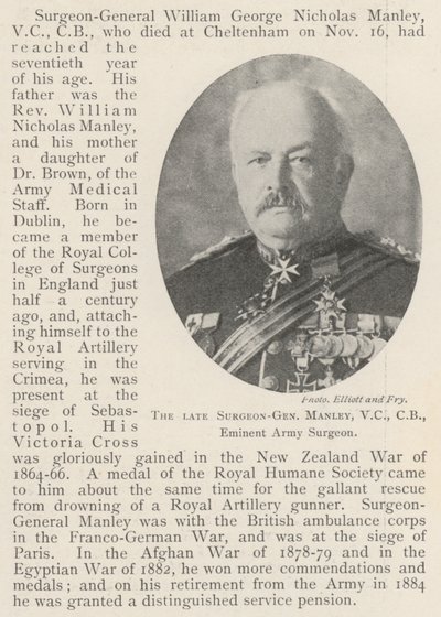 The late Surgeon-General Manley, VC, CB, Eminent Army Surgeon by English Photographer