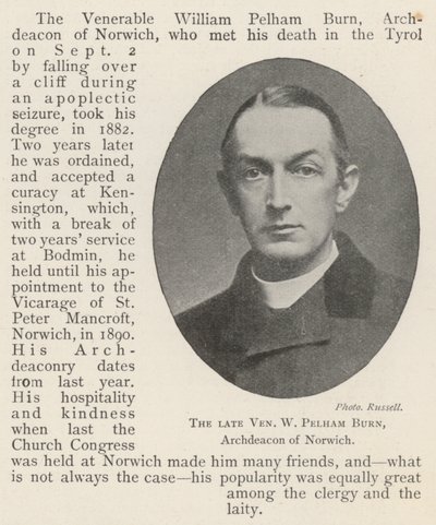The Late Venerable W Pelham Burn, Archdeacon of Norwich by English Photographer