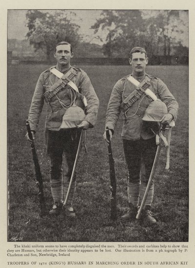 Troopers of 14th (Kings) Hussars in Marching Order in South African Kit by English Photographer